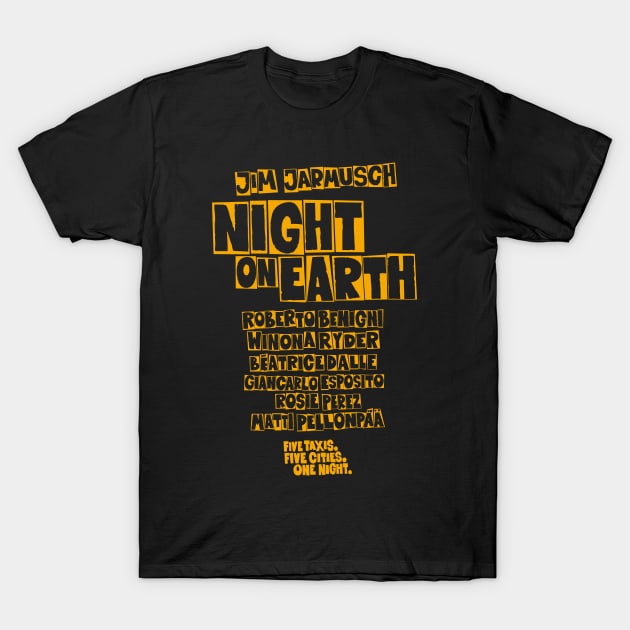 Night on Earth Tribute - Cinematic Masterpiece Apparel with Jarmusch's Legendary Cast T-Shirt by Boogosh